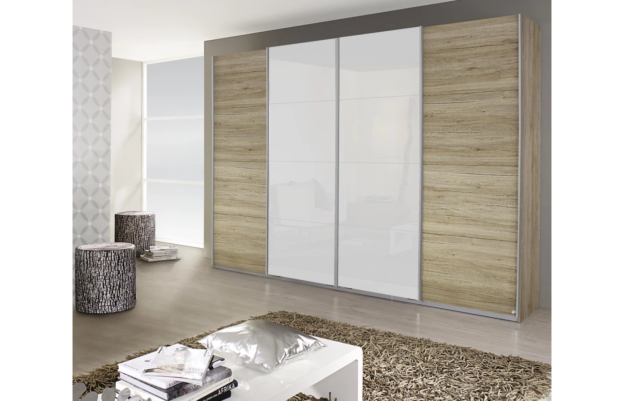 Paspartový rám s osvětlením k šatní skříni Syncrono, 323 cm, bílý 1