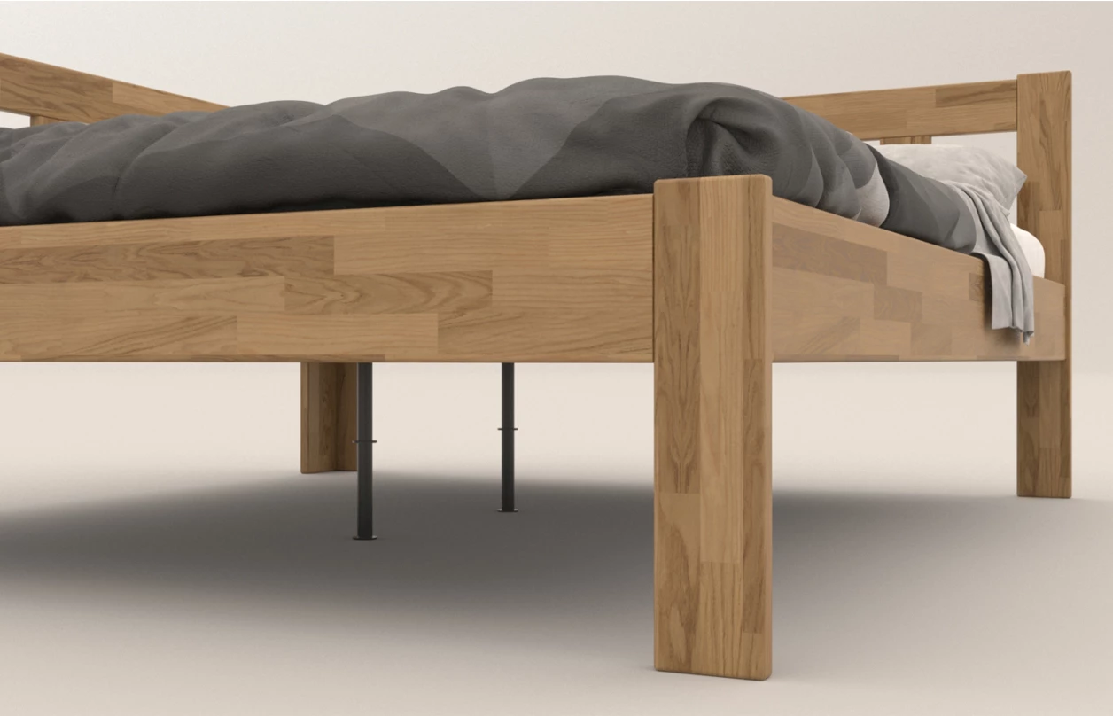 Rohová postel se zástěnou vlevo Tema L 180x200 cm, bělený buk 2