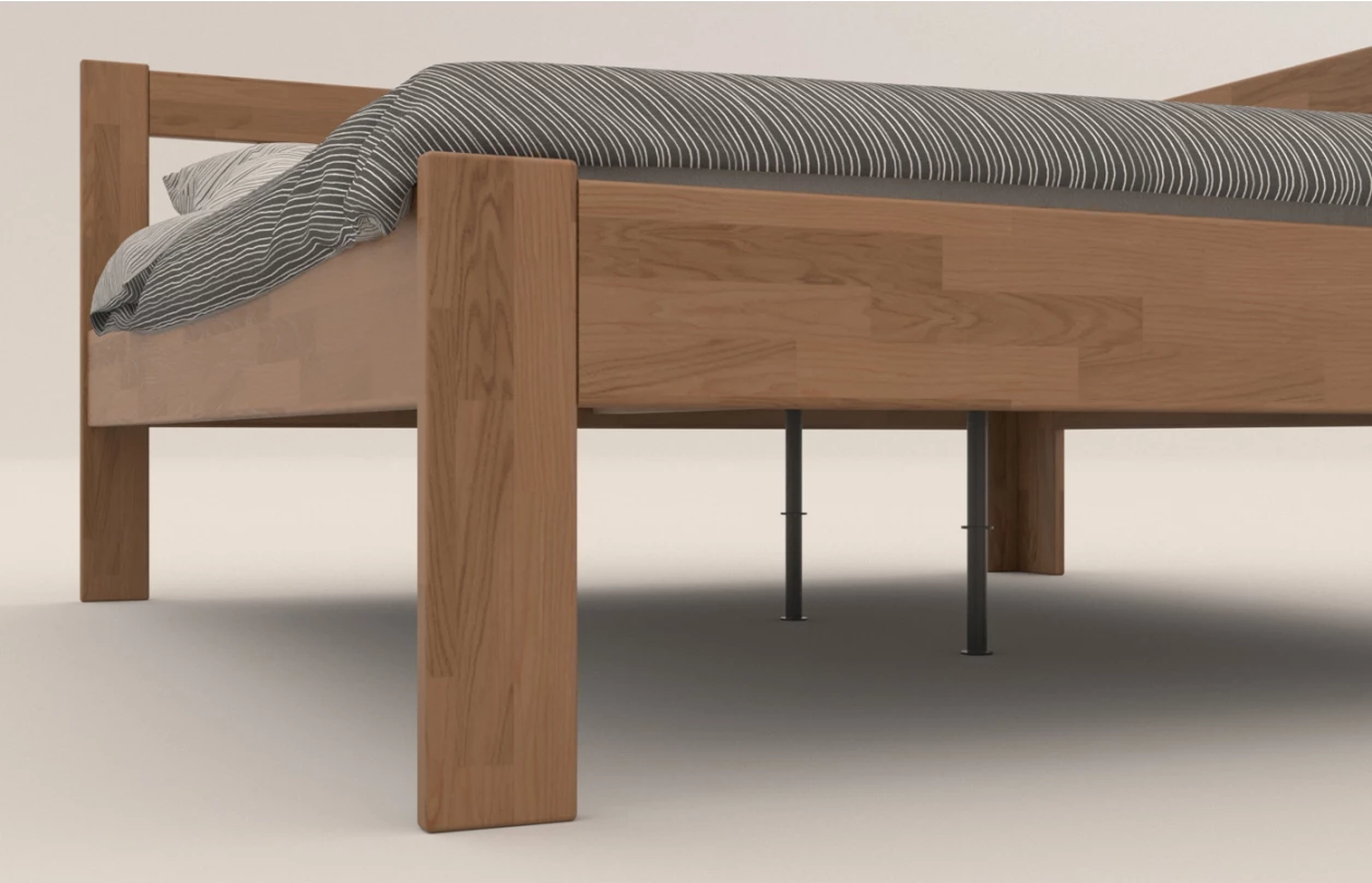 Rohová postel se zástěnou vpravo Tema P 180x200 cm, bělený buk 2
