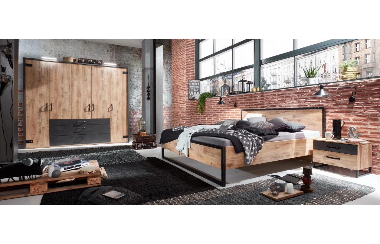 Set nočních stolků (2 ks) Detroit, prkenný dub/antracitová ocel 2
