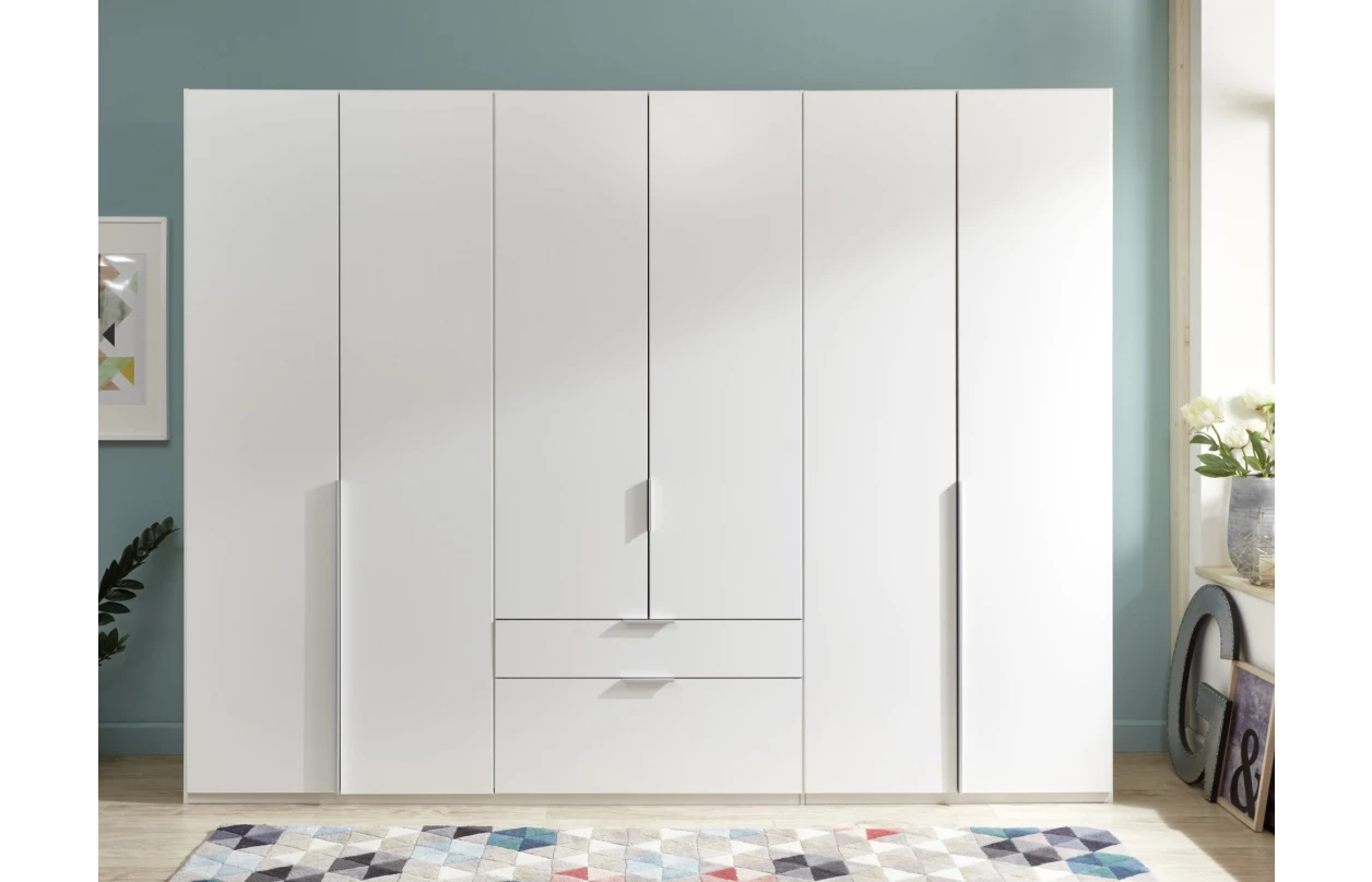 Šatní skříň New York D, 225 cm, bílá/bílý lesk 4