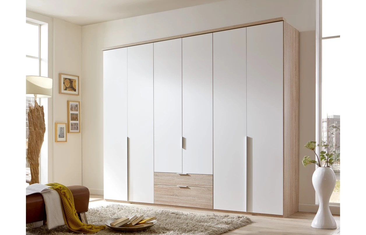 Šatní skříň New York D, 225 cm, bílá/bílý lesk 7