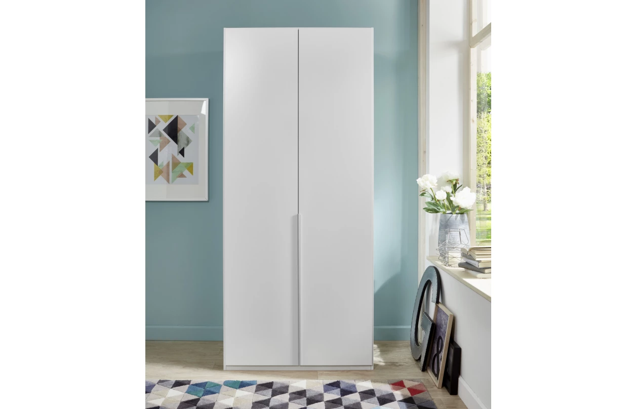 Šatní skříň se zásuvkami New York D, 135 cm, bílá/bílý lesk 3