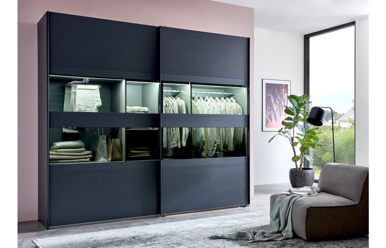 Šatní skříň se zrcadlem Easy Plus, 313 cm, bílá/šedá 6