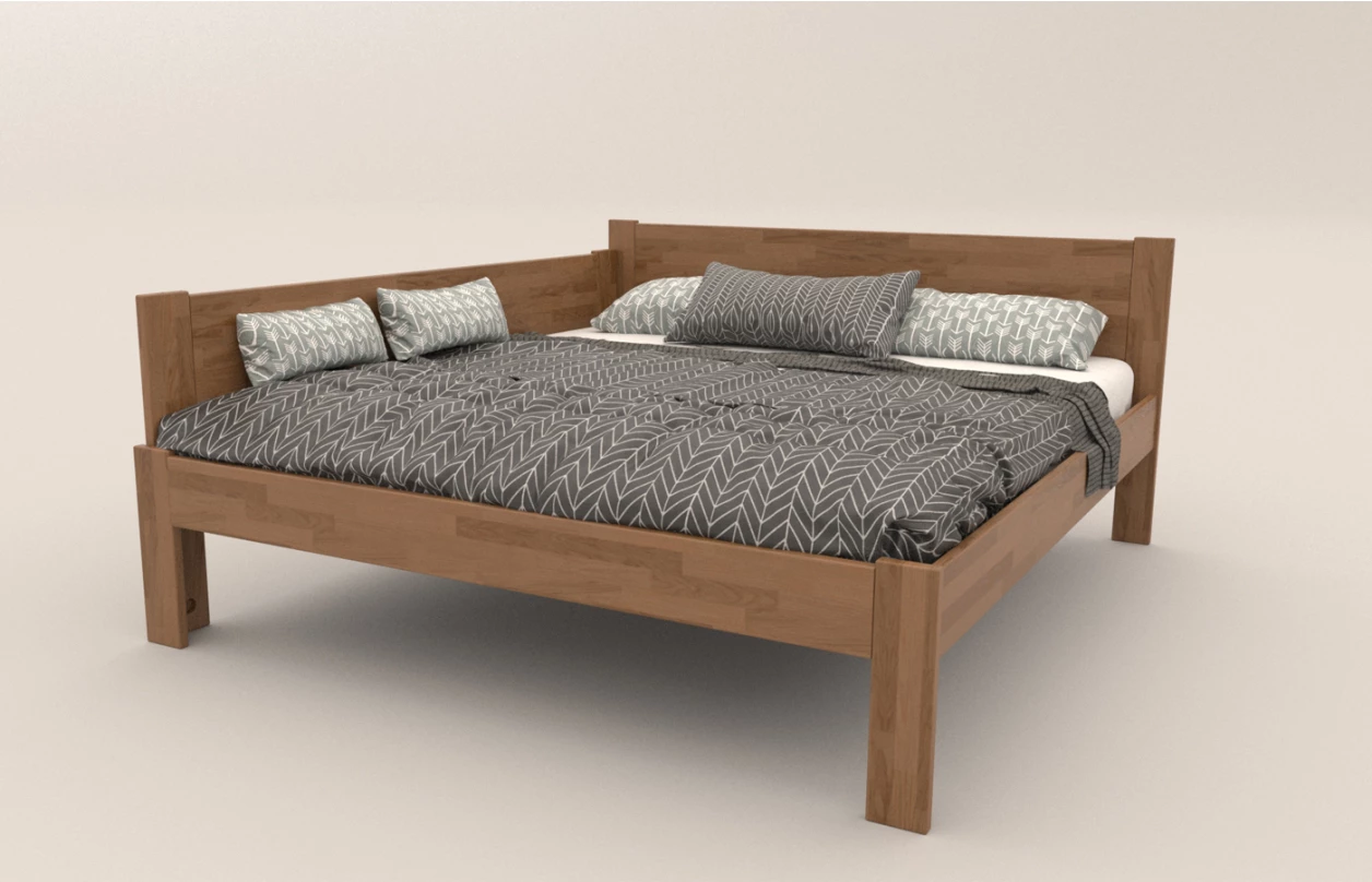 Rohová postel se zástěnou vlevo Fava L 180x200 cm, šedý buk 1