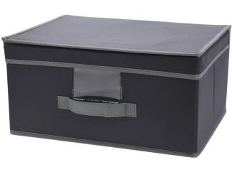 Úložný box s víkem 39x29 cm, tmavě šedá látka
