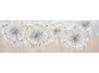 Ručně malovaný obraz Pampelišky chmýří 120x40 cm, olejomalba