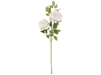 Umělá květina Růže s poupětem 65 cm, bílá