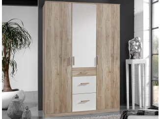 Šatní skříň Cariba, 135 cm, dub san remo/bílá