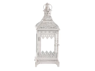 Kovová lucerna Cinti 39 cm, bílá antik