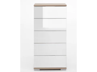 Skříňka s 5 zásuvkami Easy Plus, 49 cm, dub sonoma/bílé sklo