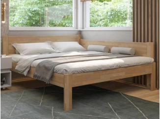 Rohová postel se zástěnou vpravo Fava P 180x200 cm, přírodní buk