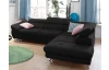 Rohová sedací souprava Fabio, černá látka, pravý roh