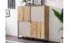 Vysoká úložná skříňka Cube, dub evoke/pískově šedá