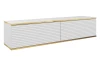Závěsná TV skříňka Orfeo, 135 cm, bílá struktura/zlatá