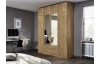 Šatní skříň se zrcadlem Case, 181 cm, dub artisan