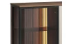 Komoda s prosklením Vici 103 cm, ořech/kašmírově béžová, s osvětlením