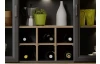 Nástavná vitrína s přihrádkami Jasmin, grafit/dub, s osvětlením