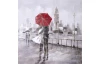Ručně malovaný obraz Pár pod deštníkem 80x80 cm, 3D strutkura
