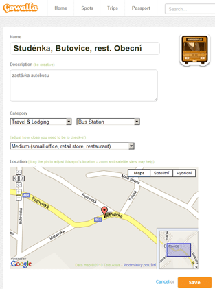Můžete změnit název bodu, doplnit popisek, upravit kategorii a umístění
