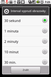 Snižte interval vypnutí obrazovky