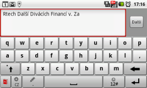 Klávesnice TouchPal v režimu na šířku - klasická QWERTY