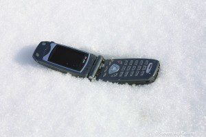 phone in the snow