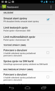 Možnosti nastavení textových zpráv