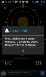 Huawei Ascend Y300 nemá elektronický kompas