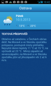 In-počasí: textová předpověď
