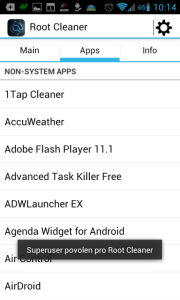Root Cleaner: správa aplikací