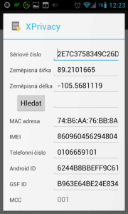 Nastavení podvržených údajů
