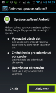 Odpovězte stiskem tlačítka Aktivovat