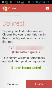 Telefon je spárován s prohlížečem