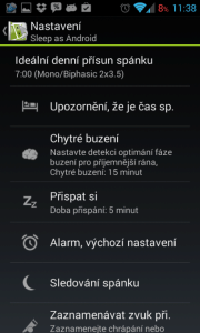 Sleep as Android: globální nastavení