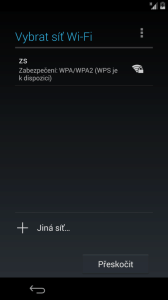 Úvodní konfigurace - připojení k Wi-Fi