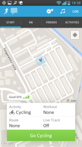 Runkeeper - úvodní obrazovka