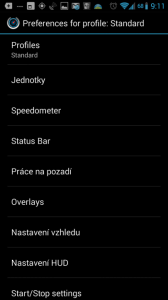 Nastavení - hlavní nabídka