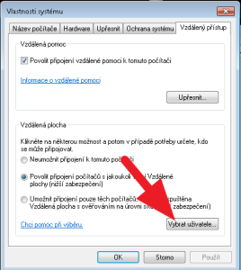 Klepněte na tlačítko Vybrat uživatele