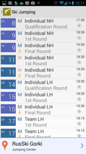 2014 Sochi Winter Games: kalendář zvoleného sportu