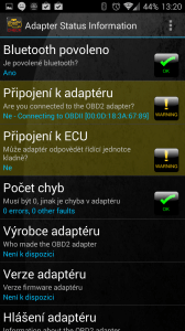Adapter status: problém s připojením k adaptéru