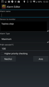 Nastavení alarmů