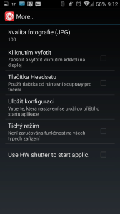 Obecné nastavení - další možnosti