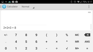 One Calculator Holo v režimu na šířku