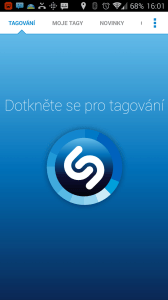 Shazam: hlavní obrazovka