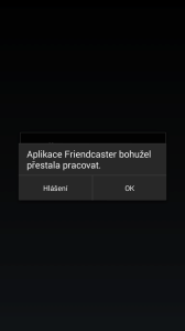 Aplikace během testu občas padala