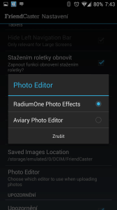 Výběr editoru odesílaných fotografií