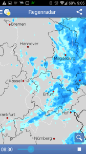 Wetter App: srážkový radar