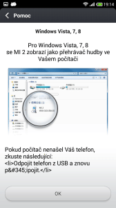 Připojení k počítači - Pomoc - Windows Vista, 7, 8
