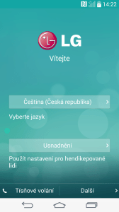 Úvodní nastavení - volba jazyka